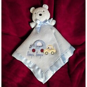 VTG Y2K Carters Baby Beep Beep Car Teddy Bear Squeaks Lovey Security Blanket 15"